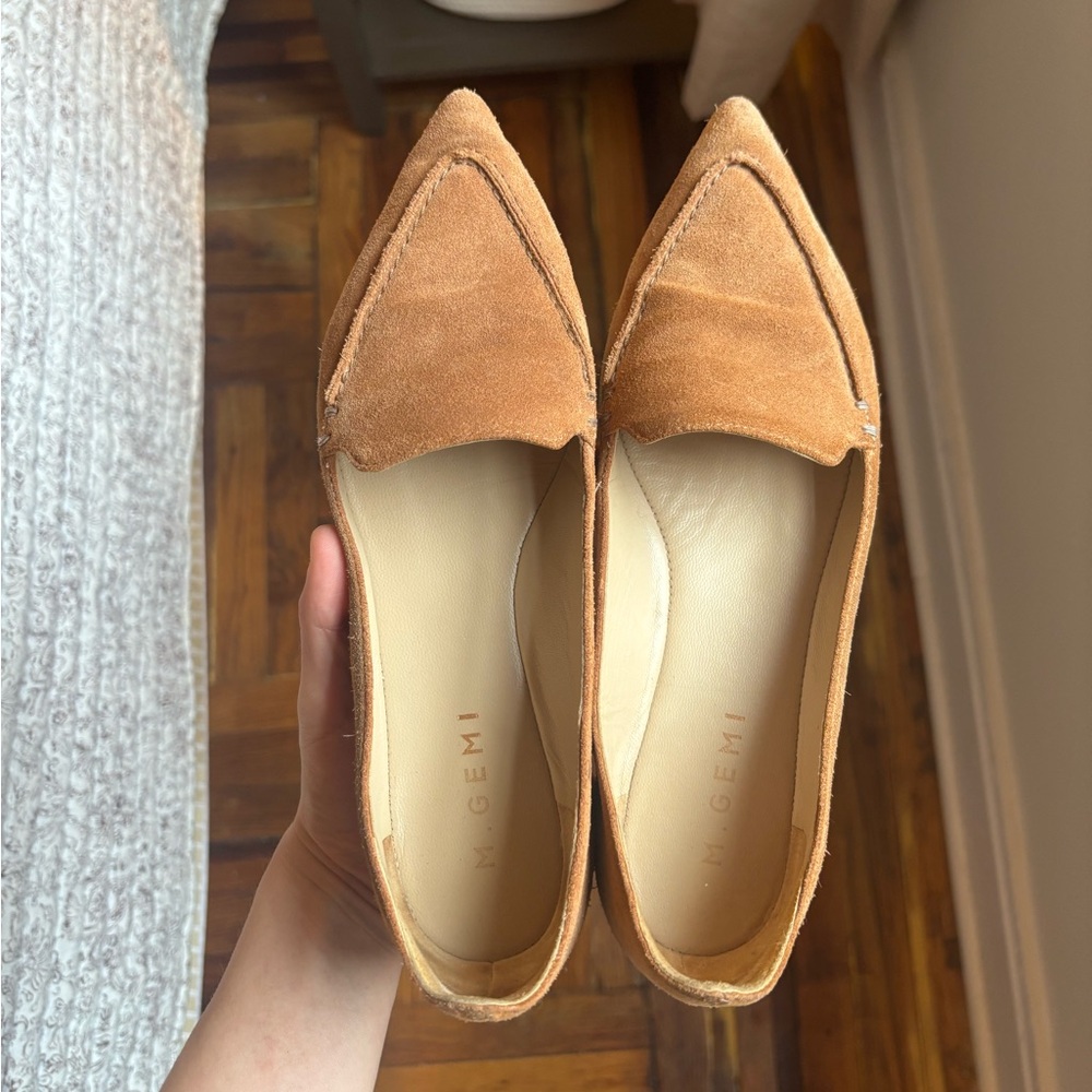 M.Gemi The Stellato Women Loafers Tan/Salmon Suede Pointed Toe Slip On Shoes